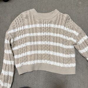 Striped Beige and White Women's Sweater